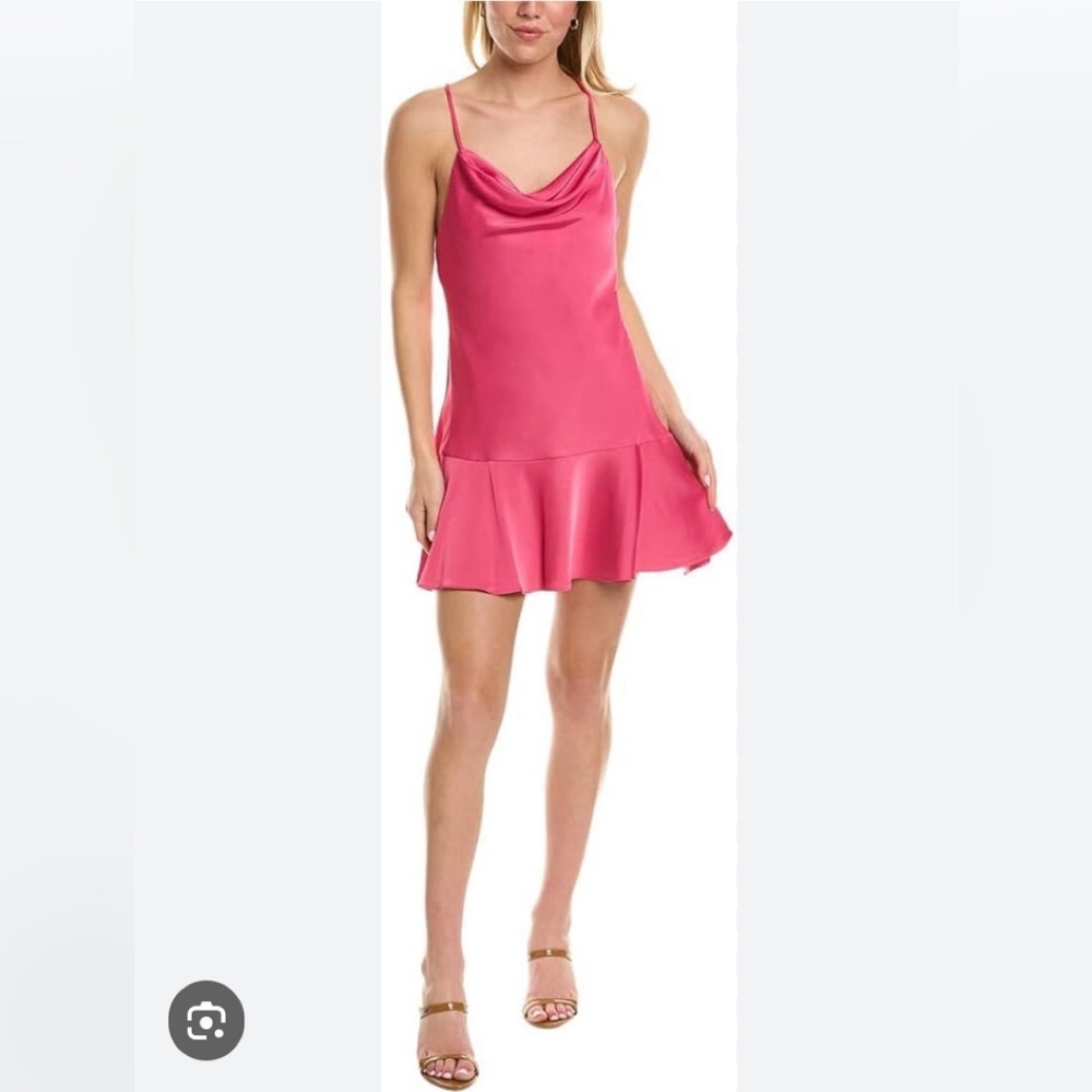 Red Aidan Mattox mini dress.
